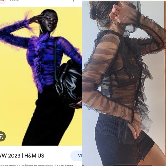 Gothic couture Dior vibe H & M studio sheer Gothic blouse xs - Picture 3 of 10